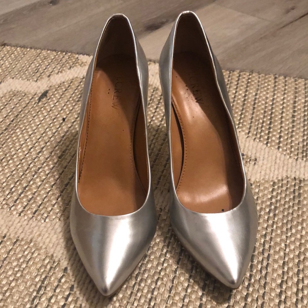 J Crew Silver Heels